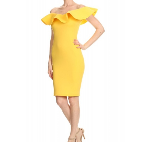 LAST 1! 💕 Yellow Body Contrast Dress - Picture 2 of 5